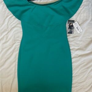 BOLD elements Lapis Green Ruffled Bodycon Dress